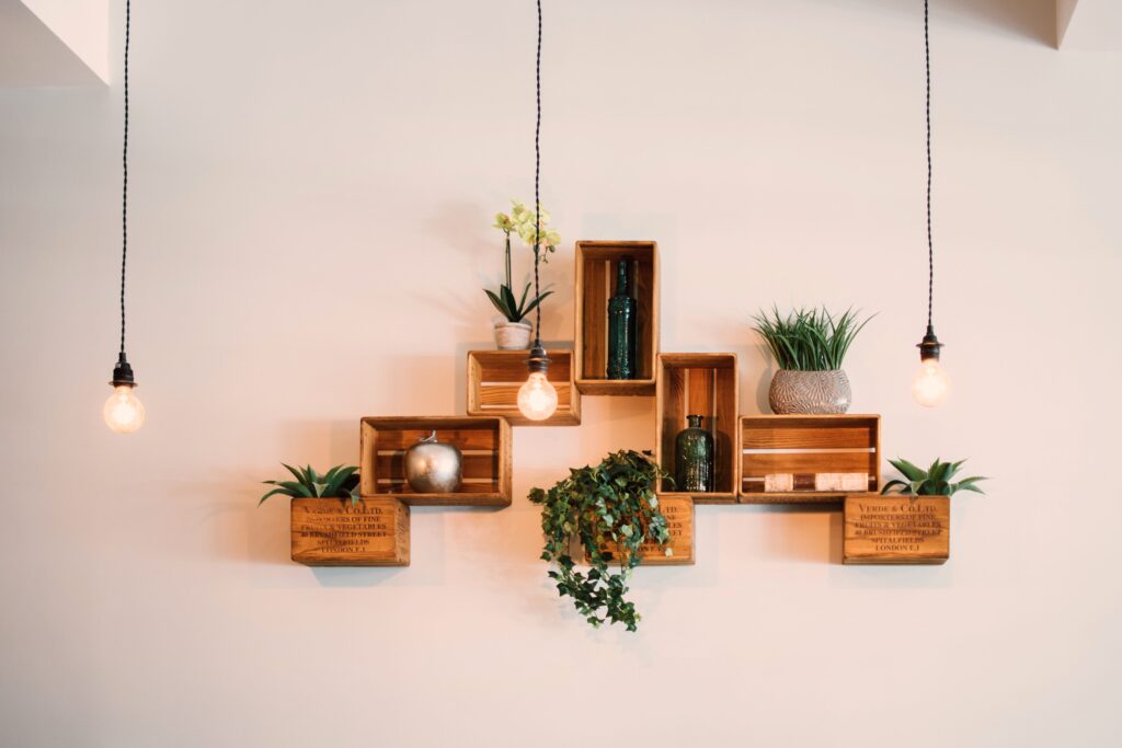 Floating wooden shelves