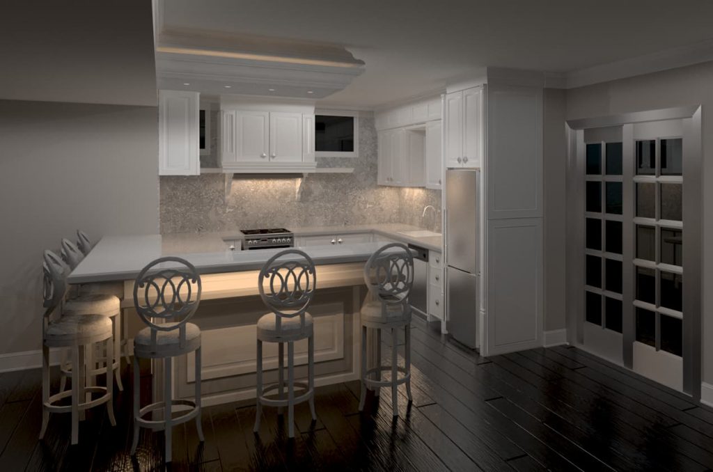 basement small kitchen with back lit cabinets - cabinets for a kitchen Toronto