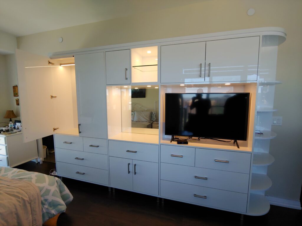 living room cabinetry unit with gloss finish - cabinets designs