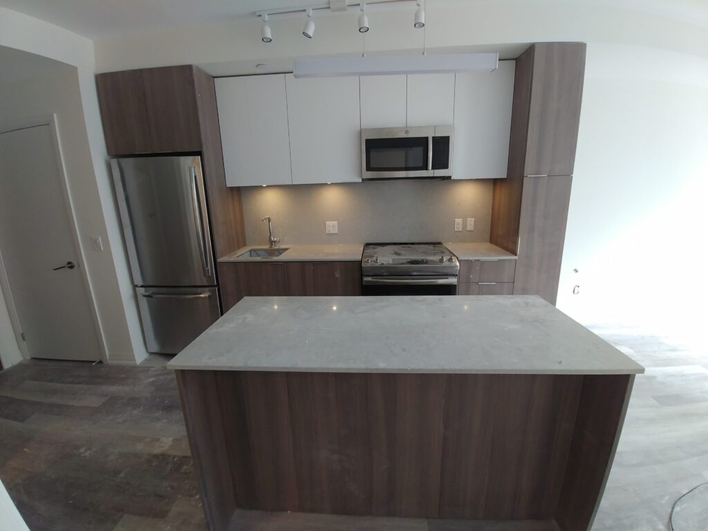 walkout basement with small custom kitchen - high end kitchen cabinets