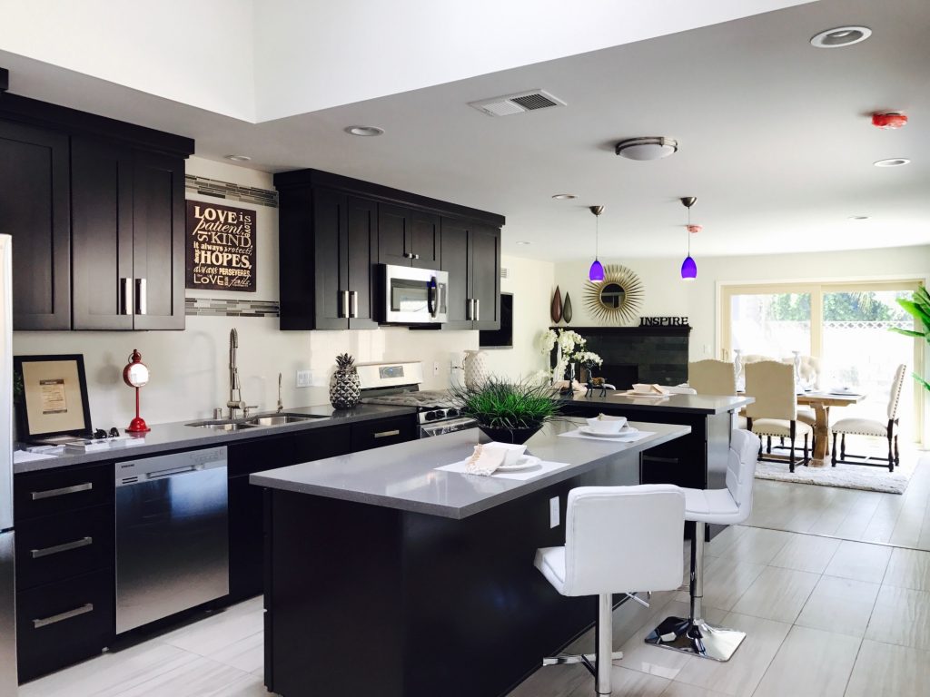custom kitchen design with brown kitchen cabinets - kitchen companies