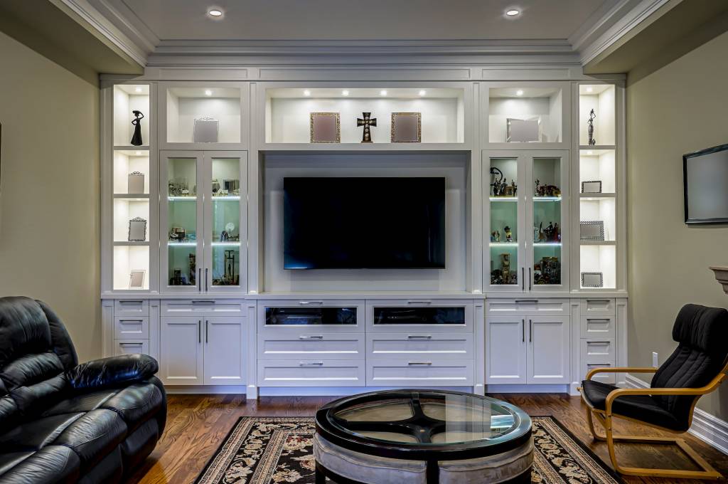 modern built in tv wall unit designs done by Clearview Kitchens