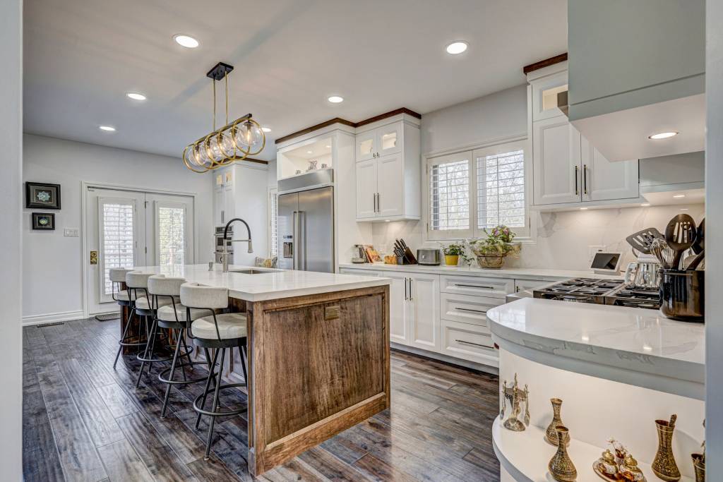 custom kitchen cabinets with backlit shelves - custom kitchen design North York