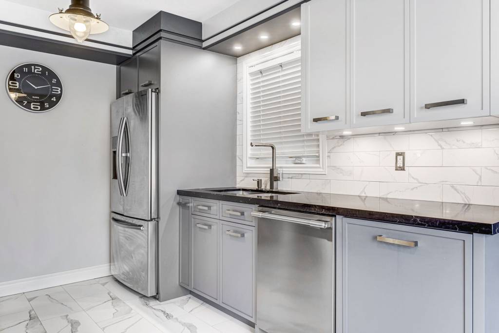 gray and white custom kitchen cabinets - kitchen remodeling