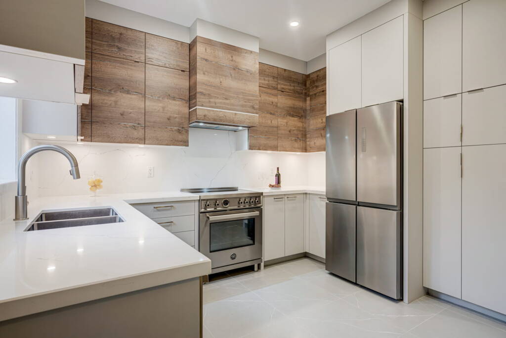 custom kitchen cabinets in Aurora with a built in kitchen appliances