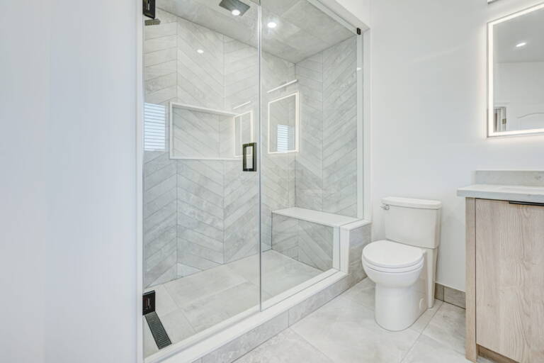 bathroom renovation project in richmond hill with tile flooring