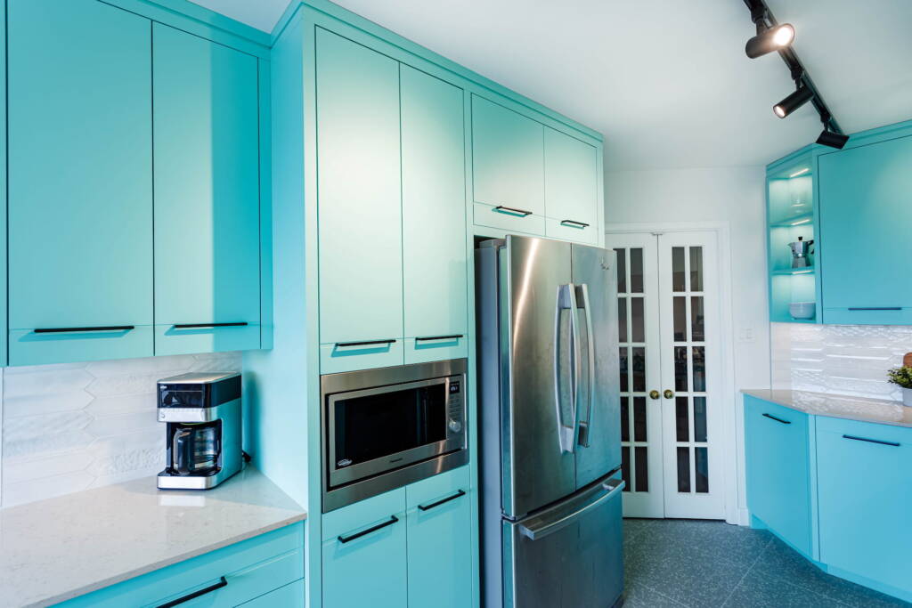 turquoise custom kitchen cabinets